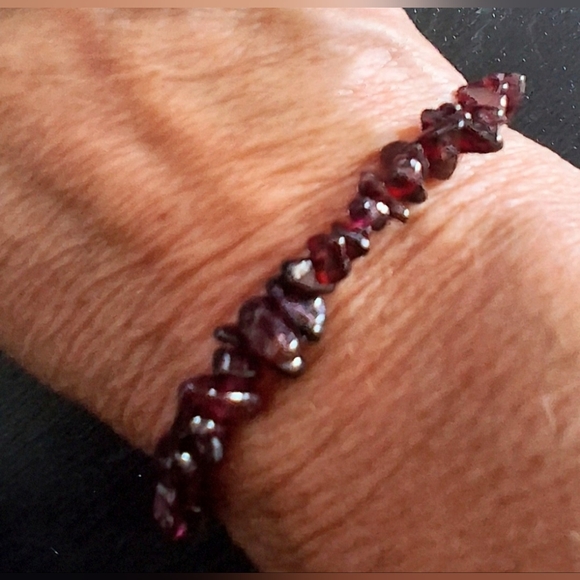 GARNET BOLO BRACELET 925 STERLING SILVER - Picture 2 of 6